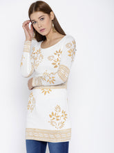 Load image into Gallery viewer, Queen ellie White & Gold-Toned Printed Kurti