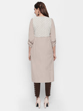 Load image into Gallery viewer, Queen ellie Women Beige & Grey A-Line Kurti