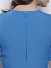 Load image into Gallery viewer, Queen ellie Women Blue Solid Fit and Flare Dress