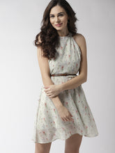 Load image into Gallery viewer, Queen ellie Women Green Printed Fit and Flare Dress