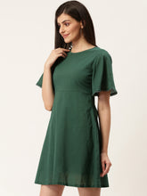 Load image into Gallery viewer, Queen ellie Women Green Solid A-Line Dress