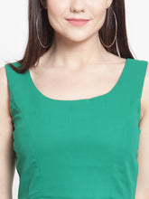 Load image into Gallery viewer, Queen ellie Women Green Solid Fit and Flare Dress