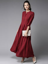 Load image into Gallery viewer, Queen ellie Women Maroon Solid Maxi Dress