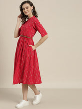 Load image into Gallery viewer, Queen ellie Women Red & White Printed A-Line Dress