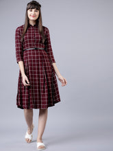 Load image into Gallery viewer, Queen ellie Women Maroon & White Shirt Dress