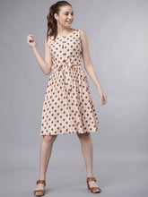Load image into Gallery viewer, Queen ellie Women Pink & Brown Printed Fit and Flare Dress