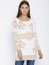 Load image into Gallery viewer, Queen ellie White & Gold-Toned Printed Kurti