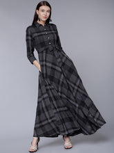 Load image into Gallery viewer, Queen ellie Women Black Printed Shirt Maxi Dress