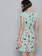Load image into Gallery viewer, Queen ellie Women Green Printed Fit and Flare Dress