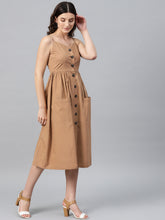 Load image into Gallery viewer, Queen ellie Women Brown Solid Empire Dress