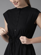 Load image into Gallery viewer, Queen ellie Women Black Solid Fit and Flare Dress