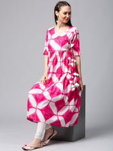 Load image into Gallery viewer, Queen Ellie Women White & Pink Printed Anarkali Kurta