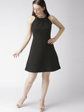 Load image into Gallery viewer, Queen ellie Women Black Striped A-Line Dress