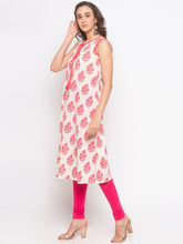 Load image into Gallery viewer, Queen ellie Women Pink Floral Print Kurta
