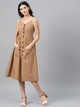 Load image into Gallery viewer, Queen ellie Women Brown Solid Empire Dress