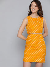 Load image into Gallery viewer, Queen ellie Mustard Yellow & Off-White Polka Dot Print Sheath Dress