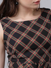 Load image into Gallery viewer, Queen ellie Women Black Checked Fit and Flare Dress