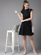Load image into Gallery viewer, Queen ellie Women Black Solid Fit and Flare Dress