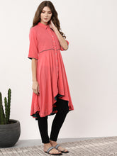 Load image into Gallery viewer, Queen Ellie Women Coral Pink Solid Tunic