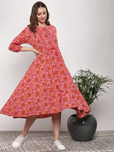 Load image into Gallery viewer, Queen ellie Women Pink & Red Printed A-Line Dress