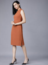 Load image into Gallery viewer, Queen ellie Women Brown Solid Sheath Dress