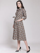 Load image into Gallery viewer, Queen ellie Women Multicoloured Checked Shirt Dress