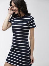 Load image into Gallery viewer, Queen ellie Women Navy Blue & White Sheath Dress