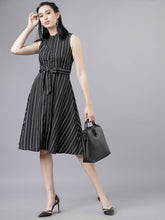 Load image into Gallery viewer, Queen ellie Women Black & White Fit and Flare Dress
