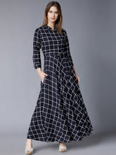 Load image into Gallery viewer, Queen ellie Women Navy Blue Printed Maxi Dress