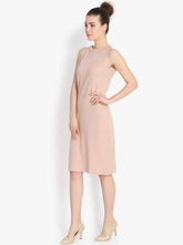 Load image into Gallery viewer, Queen ellie Women Peach-Coloured Striped Sheath Dress