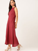Load image into Gallery viewer, Queen ellie Women Maroon Solid Maxi Dress
