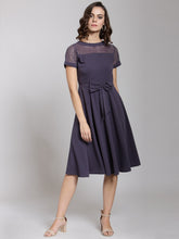 Load image into Gallery viewer, Queen ellie Women Purple Solid Fit and Flare Dress