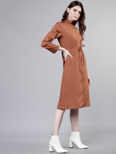 Load image into Gallery viewer, Queen ellie Women Brown Solid Shirt Dress