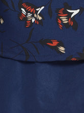 Load image into Gallery viewer, Queen ellie Women Navy Blue Printed Fit and Flare Dress