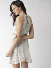 Load image into Gallery viewer, Queen ellie Women Green Printed Fit and Flare Dress