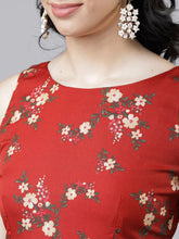 Load image into Gallery viewer, Queen ellie Women Rust Red Floral Printed Dress