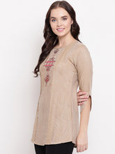 Load image into Gallery viewer, Queen ellie Women Brown Solid A-Line Kurti