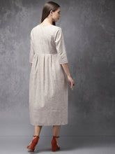 Load image into Gallery viewer, Queen ellie Women Off-White & Brown Checked A-Line Fusion Kurta