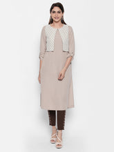 Load image into Gallery viewer, Queen ellie Women Beige & Grey A-Line Kurti