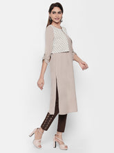 Load image into Gallery viewer, Queen ellie Women Beige & Grey A-Line Kurti