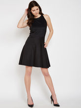 Load image into Gallery viewer, Queen ellie Women Black Solid Fit and Flare Dress