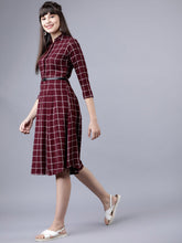 Load image into Gallery viewer, Queen ellie Women Maroon & White Shirt Dress