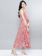 Load image into Gallery viewer, Queen ellie Women Pink & Grey Printed Maxi Dress