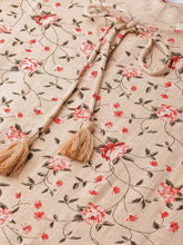 Load image into Gallery viewer, Queen ellie Women Beige & Red Floral Print A-Line Dress