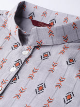 Load image into Gallery viewer, Queen ellie Women Grey & Rust Orange Printed Shirt Dress