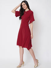 Load image into Gallery viewer, Queen ellie Women Maroon Solid Fit and Flare Dress