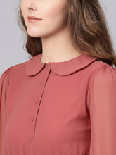 Load image into Gallery viewer, Queen ellie Women Dusty Pink Solid Accordian Pleat A-Line Dress