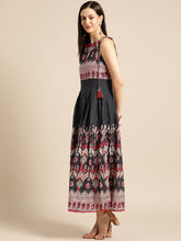 Load image into Gallery viewer, Queen ellie Women Navy Blue & Off-White Printed Maxi Dress