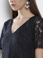 Load image into Gallery viewer, Queen ellie Women Navy Blue Lace Sheath Dress