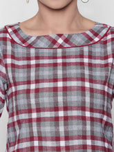 Load image into Gallery viewer, Queen ellie Women Red & Grey Checked A-Line Kurti